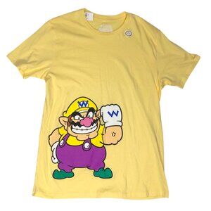 NWT Nintendo T Shirt M Super Mario Wario Yellow Graphic Tee Shirt Official Licen